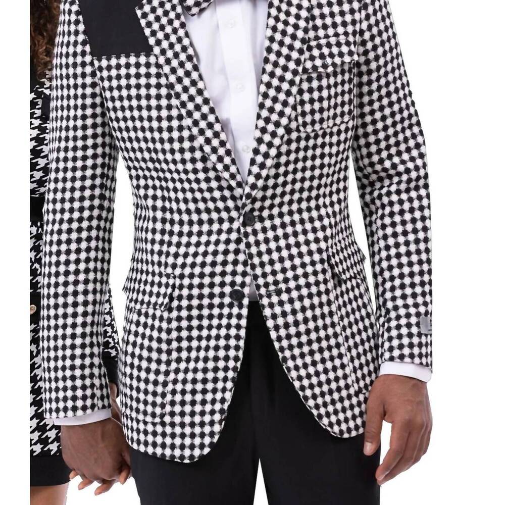 NEW KENT & PARK fashion suit with pants and matching bowtie in houthstooth black